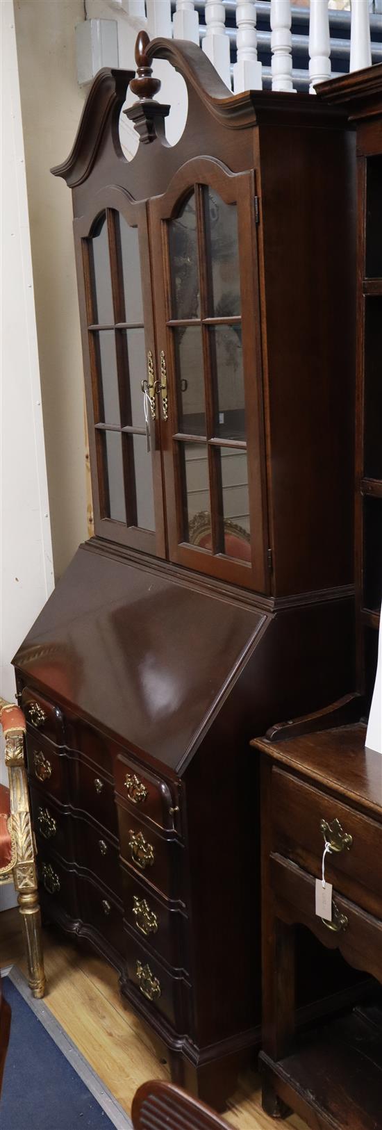 An American mahogany bureau bookcase W.95cm